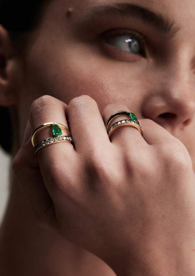 Asymmetry Emerald Ring - hover