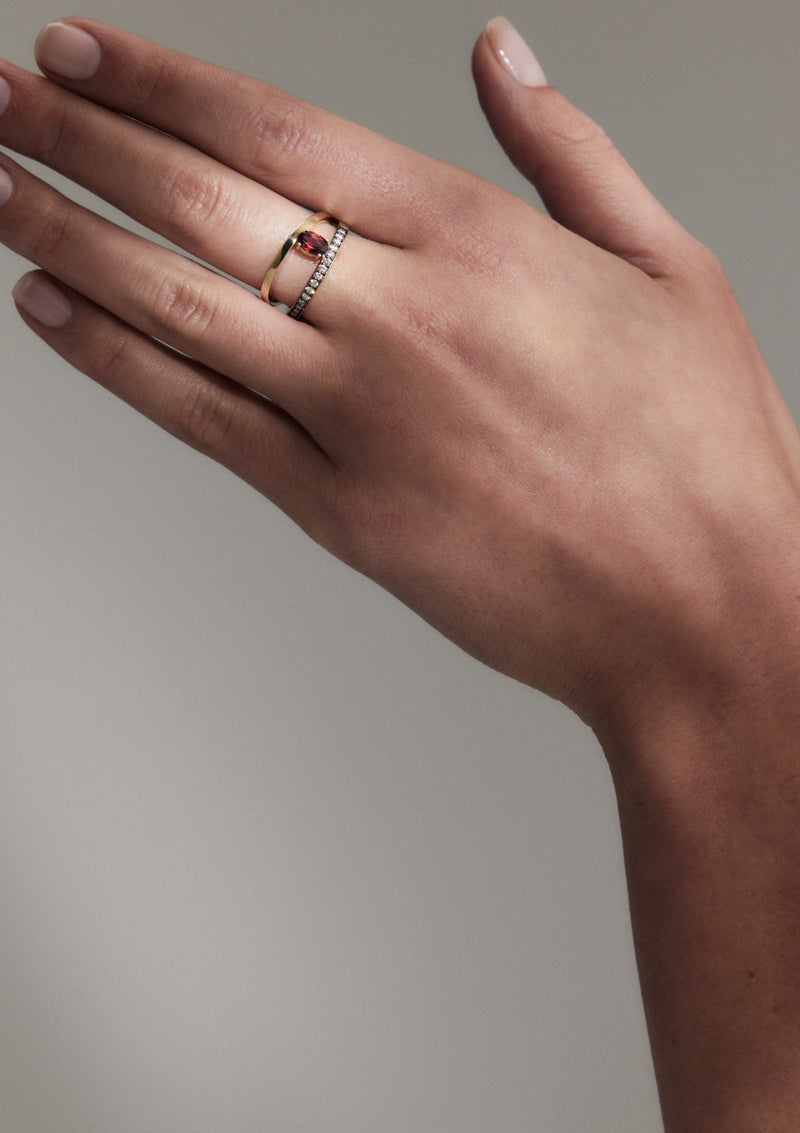 Asymmetry Garnet Ring - hover